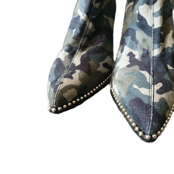 BCBGeneration Womens 9.5 Studded Camo Ankle Boots Pointed Toe Stiletto Heels - Picture 4 of 6